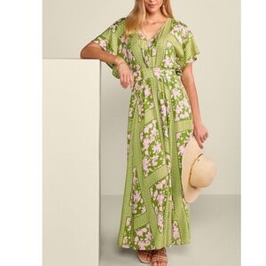 Soft Surroundings leslie maxi dress boho Floral Smocked Waist Plus Size 1X